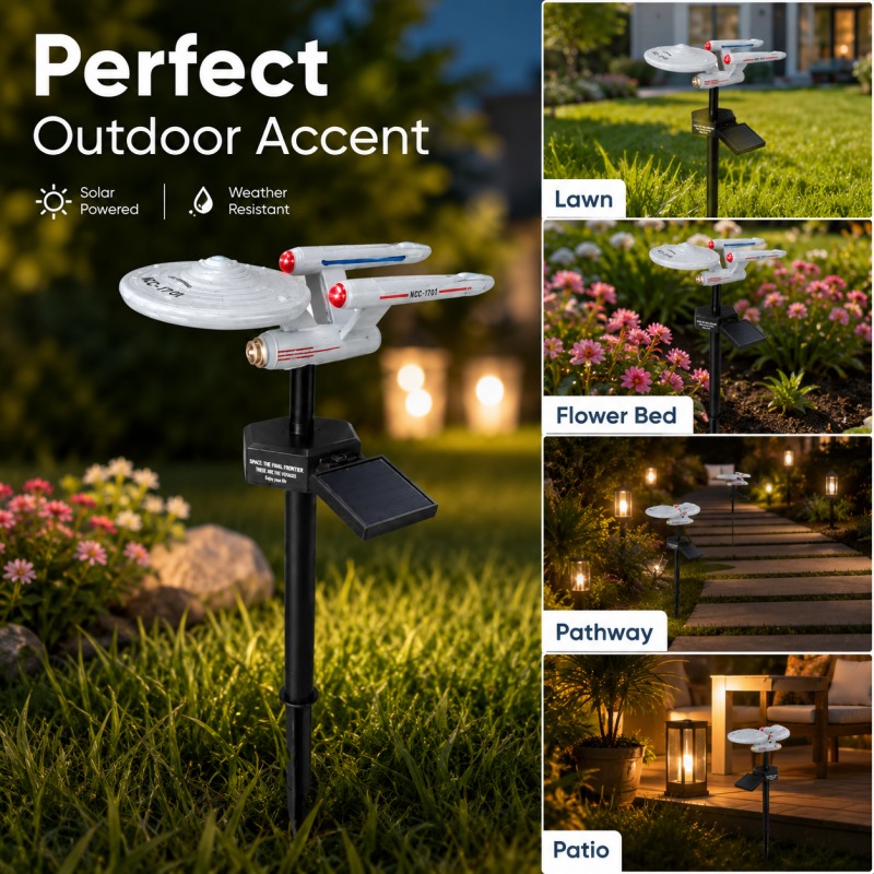 Smart Garden Lighting System - Star Trek USS Enterprise Solar Garden