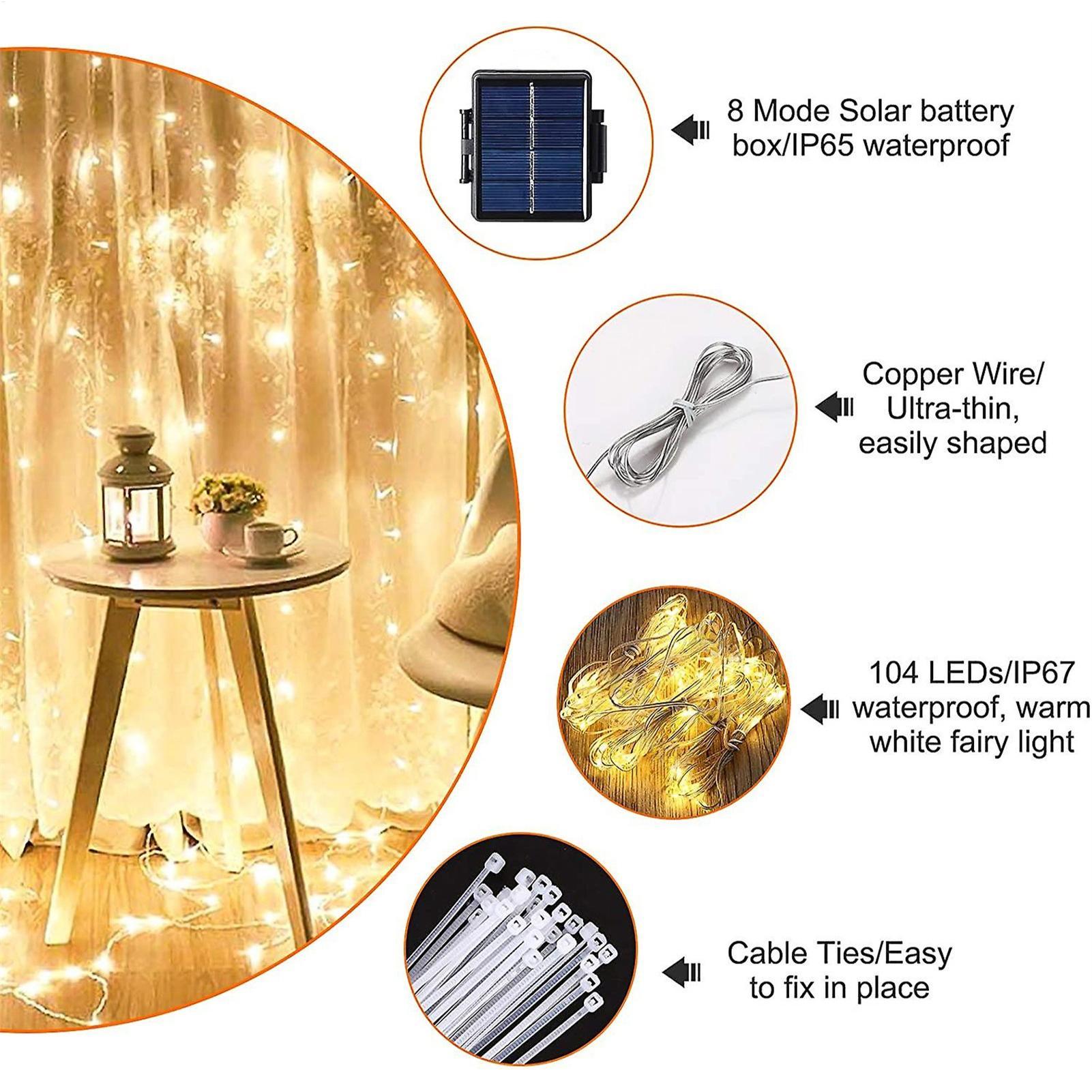 Smart Garden Lighting System - Solar Umbrella String Light 104 LED