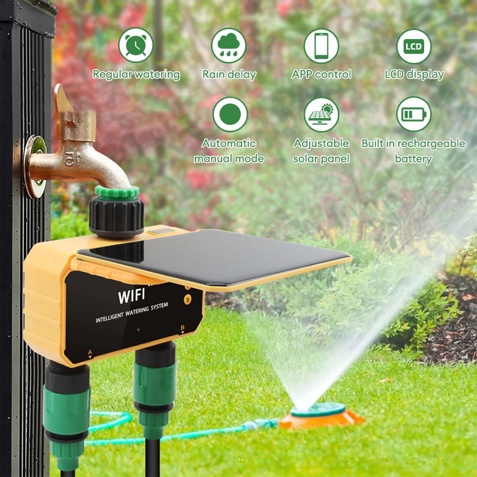 Smart Garden Usa - Solar WiFi Smart Irrigation Timer Rain